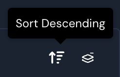 An icon with an arrow pointing downward has been hovered over, its tooltip reads, "Sort Descending"