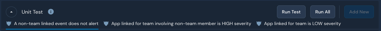 The Unit Test section shows multiple test names, each with a Panther icon to its left.