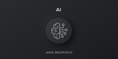 An icon that looks like half a brain and half of a computer network is surrounded by "AI" and "AWS Bedrock."