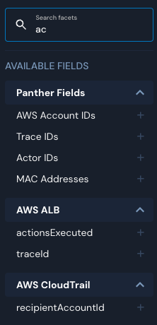 A list of event fields is displayed underneath an "Available Fields" header.