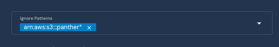 An "Ignore Patterns" field has a value of "arn:aws:s3:::panther*"